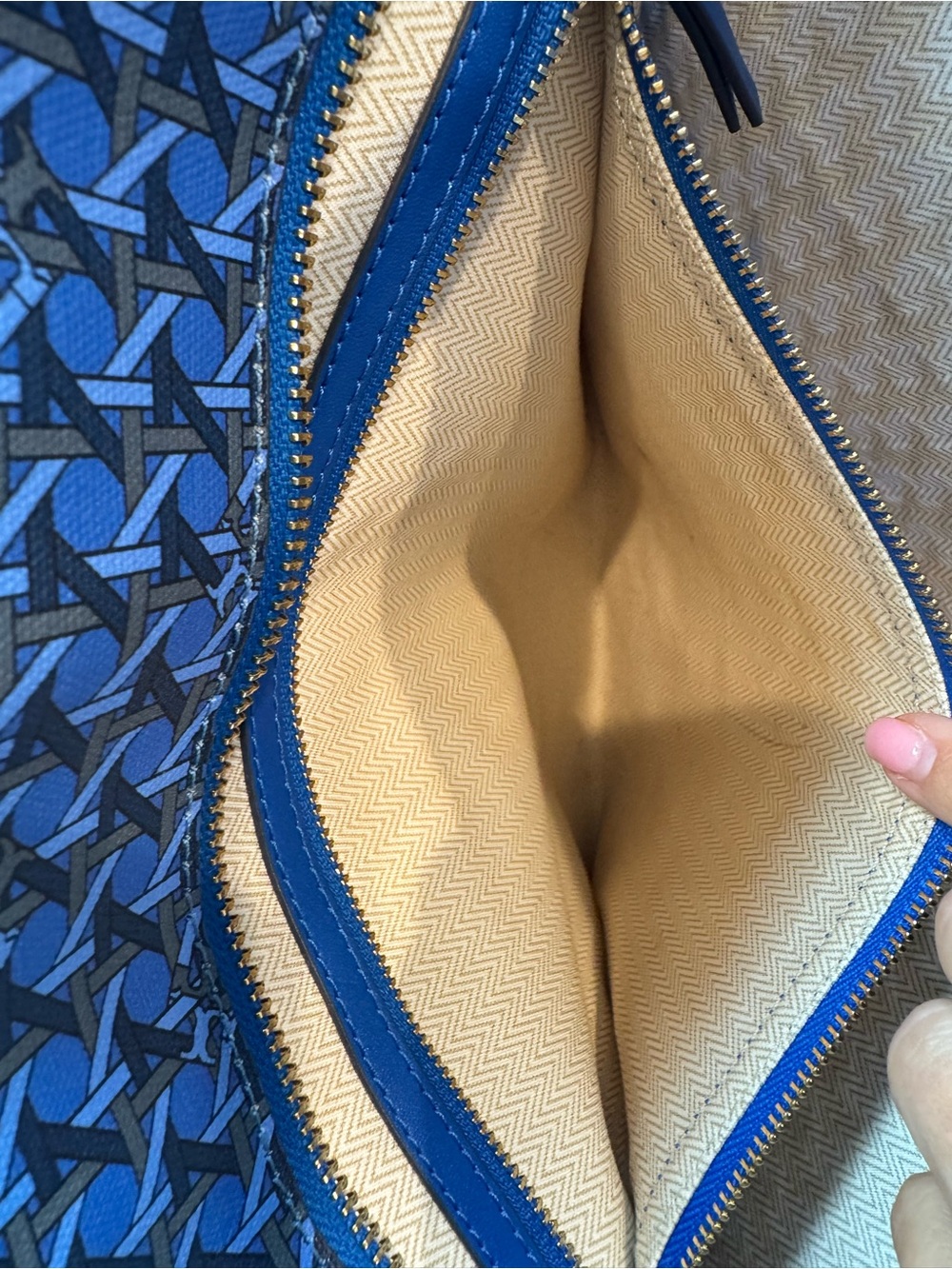 Tory Burch Ever-Ready Mediterranean Blue Coated Canvas Zip Tote 💙 - Picture 6 of 14